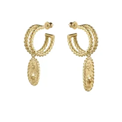 Pozłacane kolczyki koła z ozdobnymi zawieszkami z kolekcji Semios