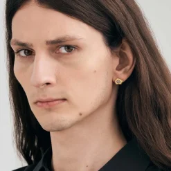 Pozłacane kolczyki na sztyft z meteorytem z kolekcji Meteoros