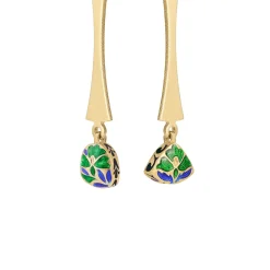 Pozłacane kolczyki z zielono-niebieskimi zdobieniami z kolekcji Minakari