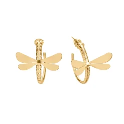 Pozłacane, okrągłe kolczyki ważki z kolekcji Plantis