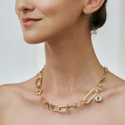 Pozłacany naszyjnik - łańcuch z kryształem z kolekcji Holos