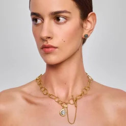 Pozłacany naszyjnik z asymetrycznych ogniw z kolekcji Semios