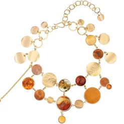Pozłacany naszyjnik z bursztynem z kolekcji Baltica