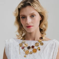 Pozłacany naszyjnik z bursztynem z kolekcji Baltica