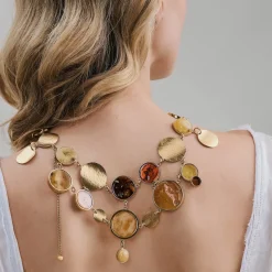 Pozłacany naszyjnik z bursztynem z kolekcji Baltica