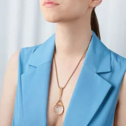 Pozłacany naszyjnik z okrągłym kryształem z kolekcji Julia