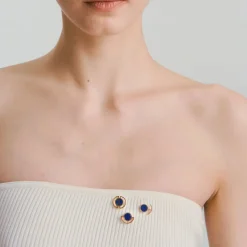 Pozłacany pin z lapis lazuli "Pełnia Księżyca" z kolekcji Orini