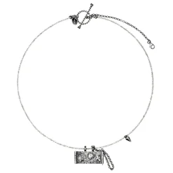 Srebrna amuletnica na sznurze labradorytów z kolekcji Semios