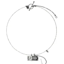 Srebrna amuletnica na sznurze labradorytów z kolekcji Semios