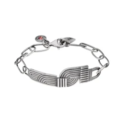 Srebrna bransoletka na łańcuchu z czerwonym kryształem z kolekcji Holos