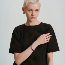 Srebrna bransoletka z koralami z lapis lazuli z kolekcji Orini