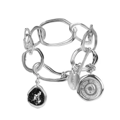 Srebrna bransoletka z nieregularnych ogniw z kamieniem New Stone