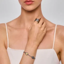 Srebrna bransoletka z ogniw z symbolem oka z kolekcji Semios