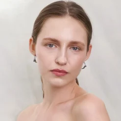 Srebrne kolczyki - koła z kryształem górskim z kolekcji Prato