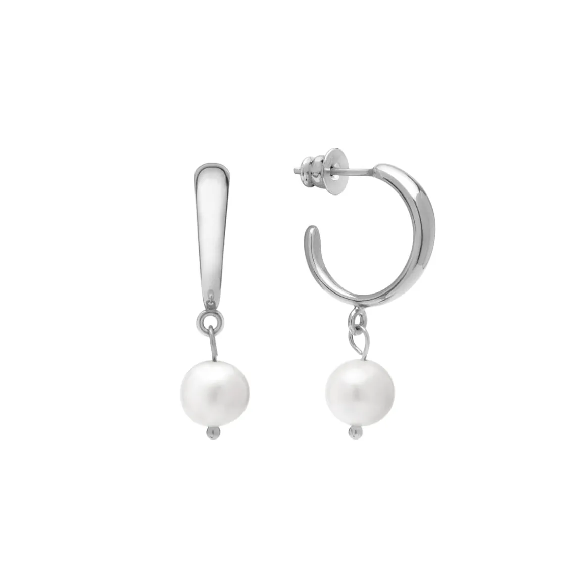 Srebrne kolczyki koła z perłami z kolekcji Perle