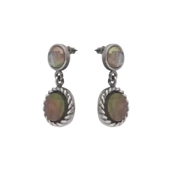 Srebrne kolczyki z labradorytem z kolekcji Semios