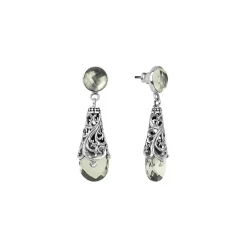 Srebrne, wiszące kolczyki na sztyfcie z ametystami z kolekcji Duo