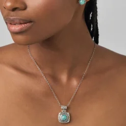 Srebrny naszyjnik z ozdobną zawieszką i amazonitem z kolekcji Duo