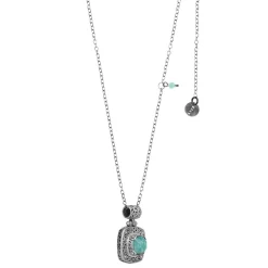 Srebrny naszyjnik z ozdobną zawieszką i amazonitem z kolekcji Duo
