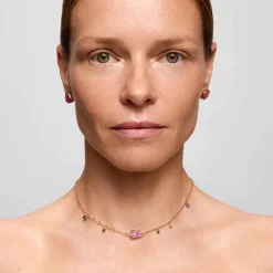 Subtelny naszyjnik z zawieszkami z wielobarwnych turmalinów z kolekcji Aurora