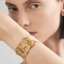 Szeroka bransoletka - mankiet z meteorytem z kolekcji Meteoros