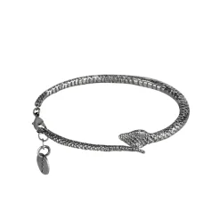 Sztywna, srebrna bransoletka z wężem z kolekcji Kembali