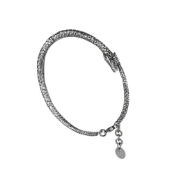 Sztywna, srebrna bransoletka z wężem z kolekcji Kembali