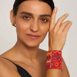 Wielobarwna unikatowa bransoletka - mankiet z kolekcji Guatemala