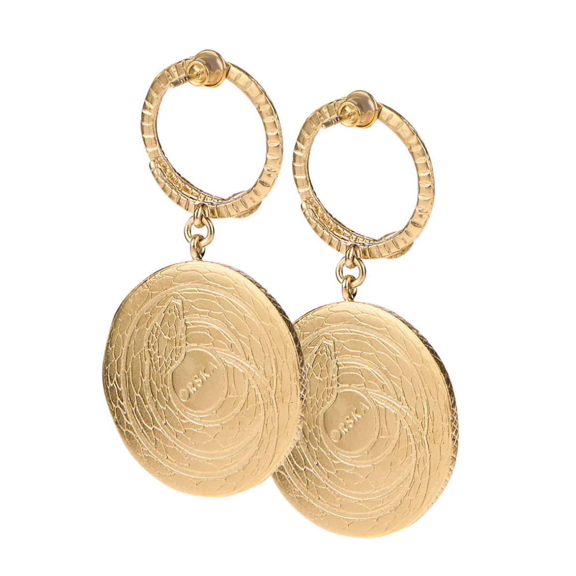 Wiszące kolczyki z rzeźbionymi różami z kolekcji Kembali