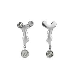 Wiszące, srebrne kolczyki z meteorytem z kolekcji Meteoros