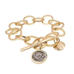 Złota bransoletka z ogniw z zawieszką z kolekcji Tattoo