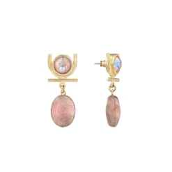 Złote kolczyki z kolekcji Gelato z różowym kwarcem