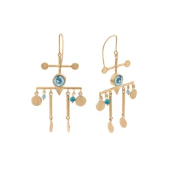 Złote kolczyki z kolorowymi kamieniami naturalnymi z kolekcji Gelato