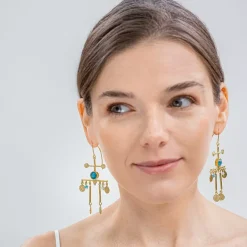 Złote kolczyki z kolorowymi kamieniami naturalnymi z kolekcji Gelato