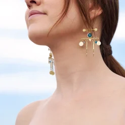 Złote kolczyki z kolorowymi kamieniami naturalnymi z kolekcji Gelato