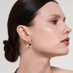 Złote kolczyki z onyksem z kolekcji Gelato w stylu boho