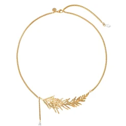 Złoty naszyjnik z gałązką i kryształem z kolekcji Thuja