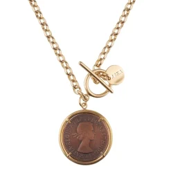 Złoty naszyjnik z zawieszką monetą z kolekcji Vintage