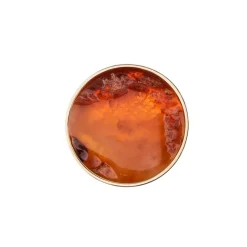 Złoty pierścionek z koniakowym bursztynem z kolekcji Baltica